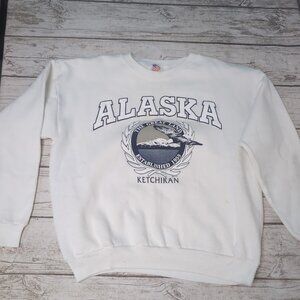 Vintage All American Apparel Alaska Graphic Crewneck White Size Large